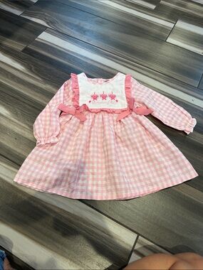 Pink Gingham Birthday Dress with Ruffle Bib - Kids Costume